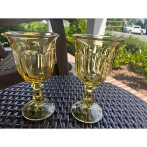 Vintage Imperial Old Williamsburg Glass Goblets Set of 2  Footed Wine Glasses